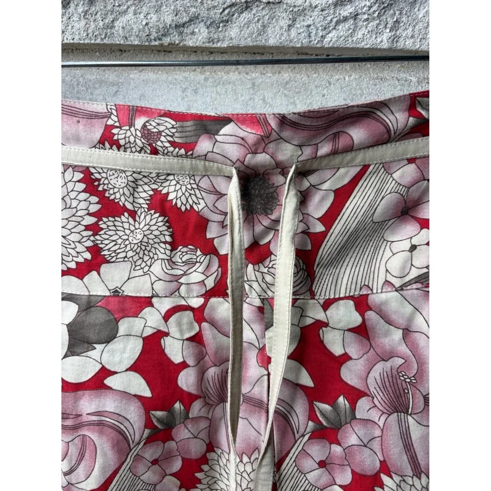 Zero Zero Womens Red Floral Pleated Cotton Skirt Size L‎ Knee Length RN 77926